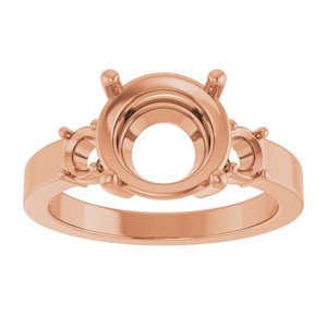 18K Rose Gold 9.4 mm Round Ring Mounting – image 6