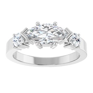 10K White Gold 10x5 mm Marquise Ring Mounting – image 5