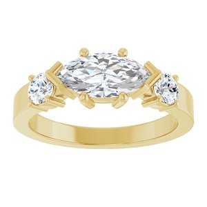 18K Yellow Gold 10x5 mm Marquise Ring Mounting – image 5
