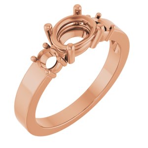 10K Rose Gold 7.5x5.5 mm Oval Ring Mounting – image 2