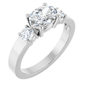 10K White Gold 7.5x5.5 mm Oval Ring Mounting