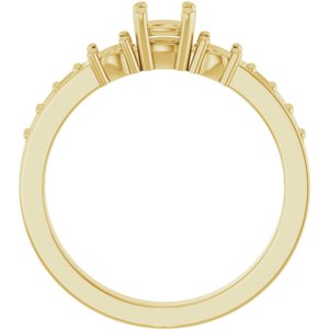 10K Yellow Gold 4x4 mm Cushion Ring Mounting – image 4