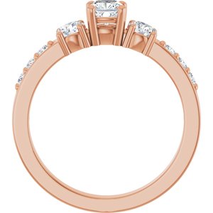 18K Rose Gold 4x4 mm Cushion Ring Mounting – image 3