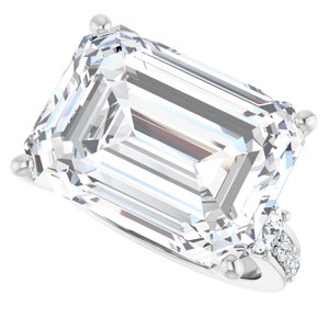 Sterling Silver 16x12 mm Emerald Ring Mounting – image 8