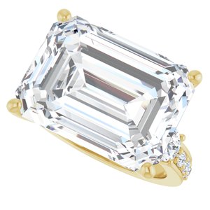 18K Yellow Gold 16x12 mm Emerald Ring Mounting – image 8