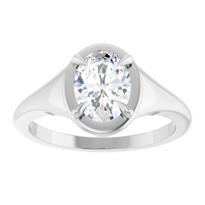 14K X1 White Gold 8x6 mm Oval Ring Mounting – image 5
