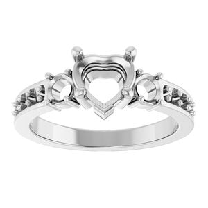10K White Gold 6.5x6.5 mm Heart Ring Mounting – image 6