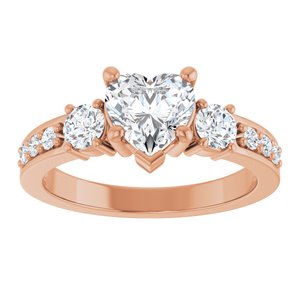 14K Rose Gold 6.5x6.5 mm Heart Ring Mounting – image 5