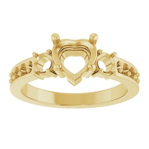 10K Yellow Gold 6.5x6.5 mm Heart Ring Mounting – image 6