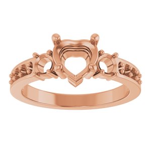 14K Rose Gold 6.5x6.5 mm Heart Ring Mounting – image 6