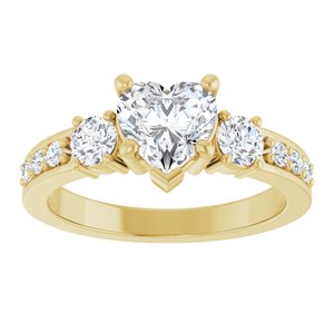 14K Yellow Gold 6.5x6.5 mm Heart Ring Mounting – image 5