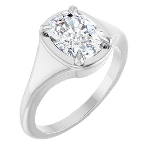10K White Gold 8.5x6.5 mm Elongated Cushion Ring Mounting