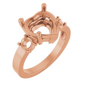 14K Rose Gold 10x10 mm Heart Ring Mounting – image 2