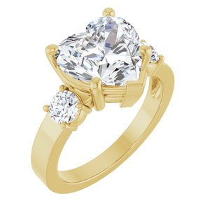 10K Yellow Gold 10x10 mm Heart Ring Mounting