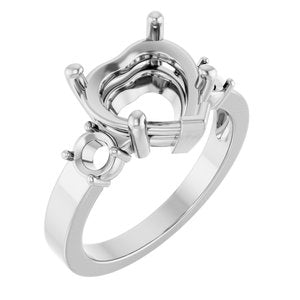 Sterling Silver 10x10 mm Heart Ring Mounting – image 2