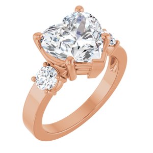 14K Rose Gold 10x10 mm Heart Ring Mounting