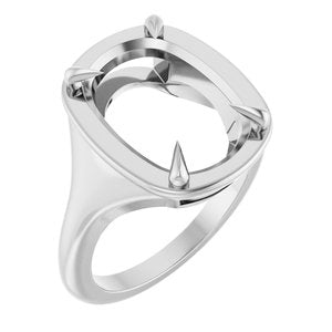14K X1 White Gold 14x10 mm Elongated Cushion Ring Mounting – image 2