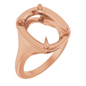 18K Rose Gold 14x10 mm Elongated Cushion Ring Mounting – image 2