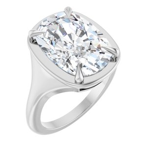 10K White Gold 14x10 mm Elongated Cushion Ring Mounting