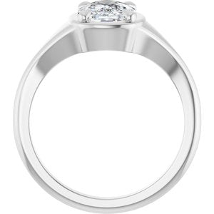 14K X1 White Gold 8.5x6.5 mm Elongated Cushion Ring Mounting – image 3