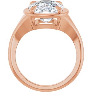 10K Rose Gold 14x10 mm Elongated Cushion Ring Mounting – image 3