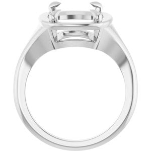 Sterling Silver 14x10 mm Elongated Cushion Ring Mounting – image 4