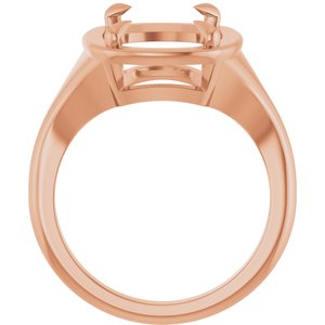 10K Rose Gold 14x10 mm Elongated Cushion Ring Mounting – image 4