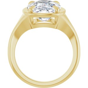 10K Yellow Gold 14x10 mm Elongated Cushion Ring Mounting – image 3