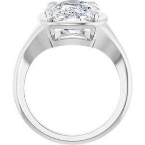 14K X1 White Gold 14x10 mm Elongated Cushion Ring Mounting – image 3