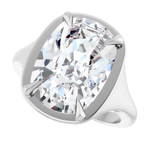 Sterling Silver 14x10 mm Elongated Cushion Ring Mounting – image 8