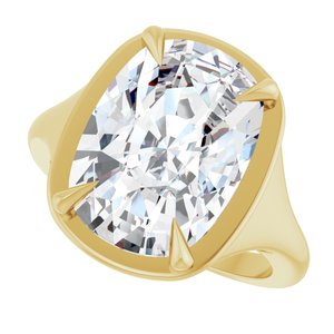 14K Yellow Gold 14x10 mm Elongated Cushion Ring Mounting – image 8