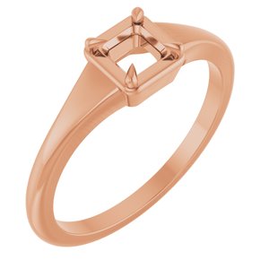 18K Rose Gold 3.75x3.75 mm Square Ring Mounting – image 2