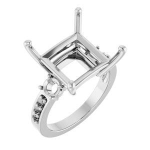10K White Gold 12x12 mm Square Ring Mounting – image 2