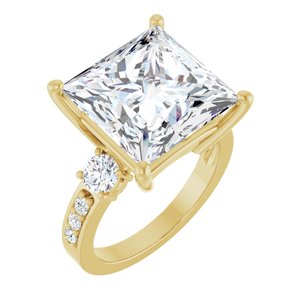 10K Yellow Gold 12x12 mm Square Ring Mounting