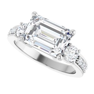 14K X1 White Gold 10x7 mm Emerald Ring Mounting – image 8