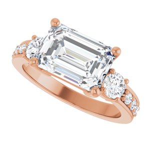 14K Rose Gold 10x7 mm Emerald Ring Mounting – image 8