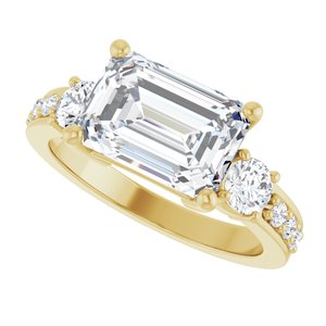 18K Yellow Gold 10x7 mm Emerald Ring Mounting – image 8