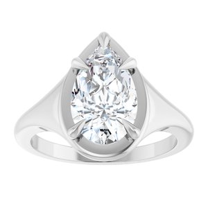 14K X1 White Gold 11.5x7 mm Pear Ring Mounting – image 5