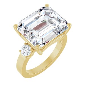 14K Yellow Gold 14x12 mm Emerald Ring Mounting
