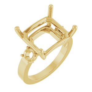 18K Yellow Gold 14x12 mm Emerald Ring Mounting – image 2