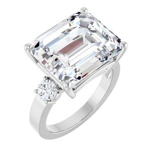 10K White Gold 14x12 mm Emerald Ring Mounting