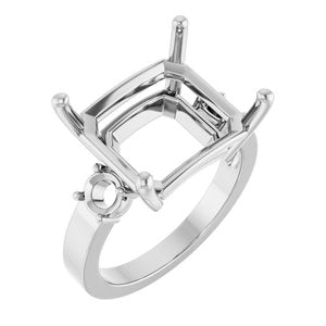14K X1 White Gold 14x12 mm Emerald Ring Mounting – image 2