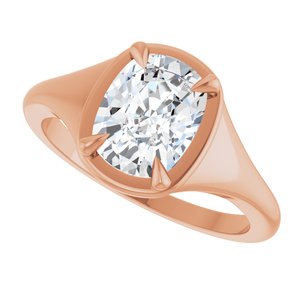 10K Rose Gold 8.5x6.5 mm Elongated Cushion Ring Mounting – image 8