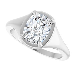 Sterling Silver 8.5x6.5 mm Elongated Cushion Ring Mounting – image 8