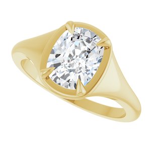 14K Yellow Gold 8.5x6.5 mm Elongated Cushion Ring Mounting – image 8