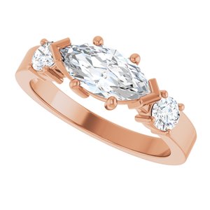 10K Rose Gold 10x5 mm Marquise Ring Mounting – image 8