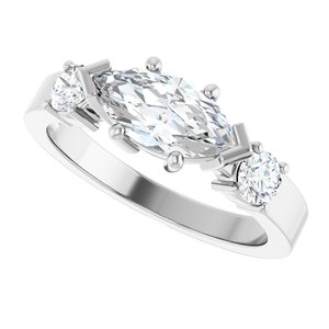 14K X1 White Gold 10x5 mm Marquise Ring Mounting – image 8