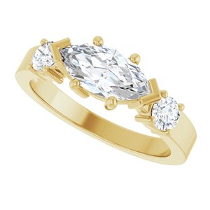 18K Yellow Gold 10x5 mm Marquise Ring Mounting – image 8