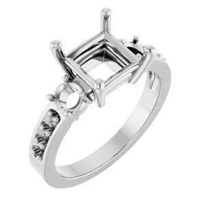 10K White Gold 7x7 mm Square Ring Mounting – image 2