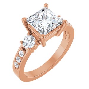 14K Rose Gold 7x7 mm Square Ring Mounting